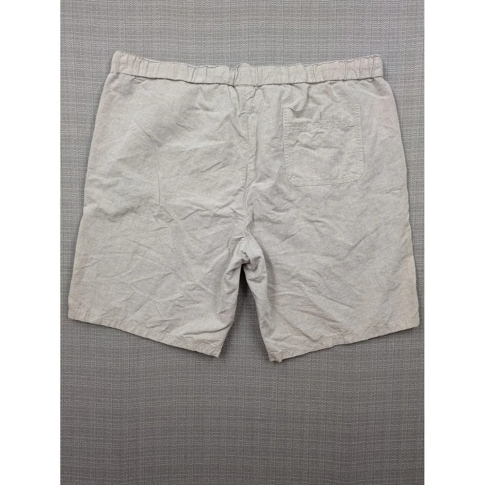 Vince Shorts Mens XXL Beige Linen Cotton Drawstring Elastic Waist Casual 9 In